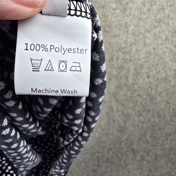 Black Polka Dot Womens Dress Plus Size 4XL Long-Sleeve Lightweight Polyester - Picture 4 of 7